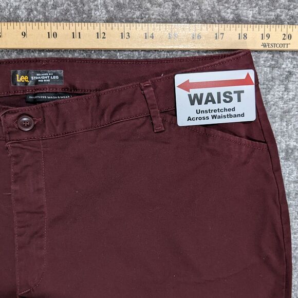 LEE Relaxed Fit Straight Leg‎ Jeans Women Size 18 Inseam 30" Mid-Rise Red - Picture 8 of 10